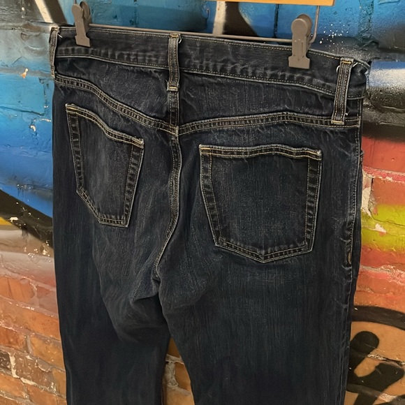 OLD NAVY-men’s dark wash cotton denim THE AUTHENTIC LOOSE fit straight leg jeans - Picture 7 of 10